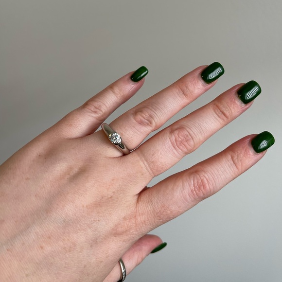 Birks Platinum Diamond Engagement Ring with Sapphire - Picture 6 of 6